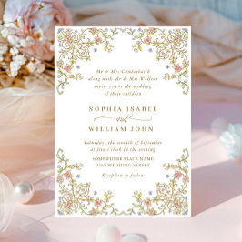Viktorianische Verzierte Grace Pastel Floral Weddi Einladung