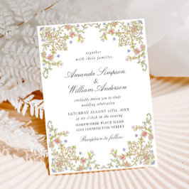 Viktorianische Verzierte Grace Pastel Floral Weddi Einladung