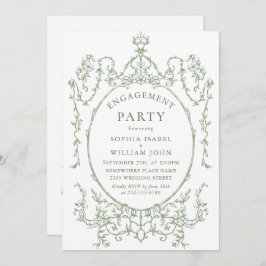Viktorianische Verzierte Grace Sage Green ENGAGEME Einladung
