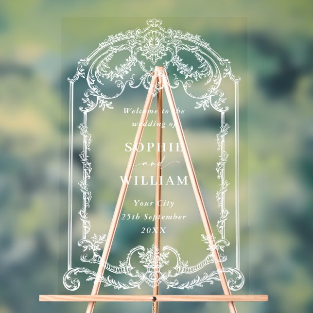 Viktorianische Verzierte Grace Wedding WELCOME Hoc Acrylschild (Neutral)