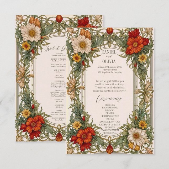 Viktorianische Verzierte Grenze mit Wildblumen (Vorne/Hinten)