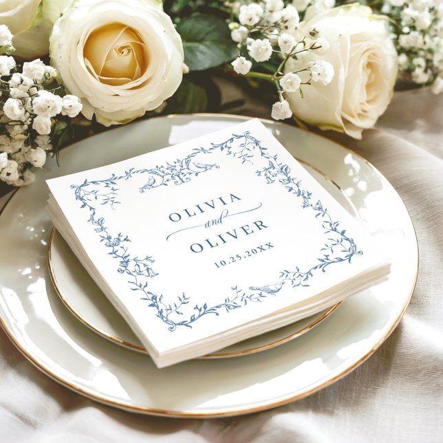 Viktorianische Verzierte Hochzeit mit Blauer Flora Serviette (Von Creator hochgeladen)