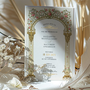 Viktorianische Verzierte Hochzeit mit Rosen und Ro Folieneinladung