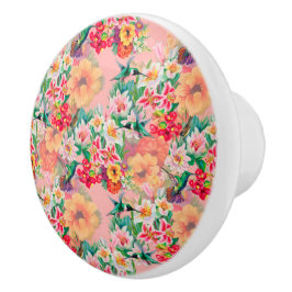 Viktorianische Vintage Floral Hummingvögel Blume Keramikknauf
