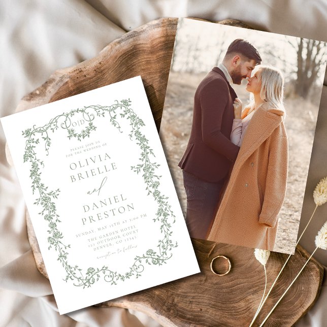 Viktorianische Vintage französische Foto Sage Gree Einladung (Von Creator hochgeladen)