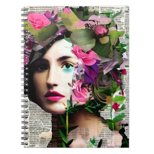 Viktorianische Vintage Frau mit rosa Blume Notizblock