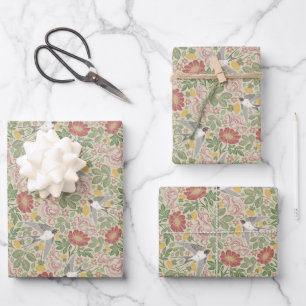 Viktorianische Vintage Frühjahrs-Rote Daisy & Flyi Geschenkpapier Set