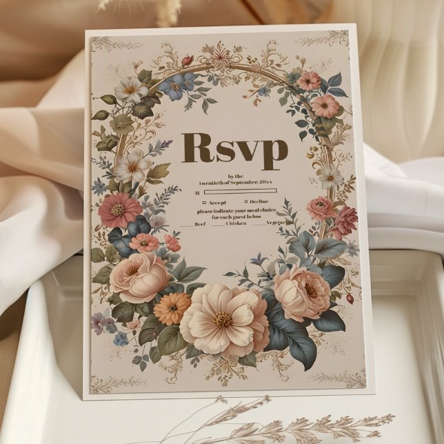 Viktorianische Vintage Gartenhochzeit RSVP Karte (Von Creator hochgeladen)