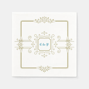 Viktorianische Vintage Monogramm-Hochzeitspapier N Serviette