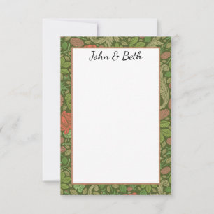 Viktorianische Vintage Rote Rosen Rosa Mäuse Dankeskarte