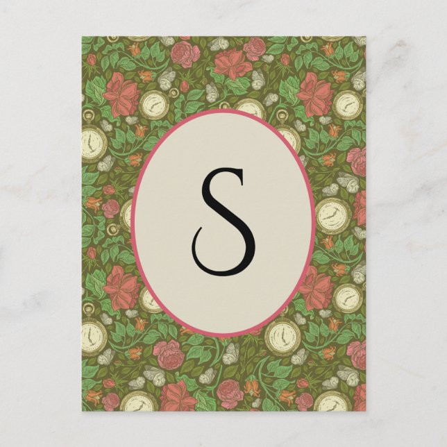 Viktorianische Vintage Steampunk-Pocket-Rose Postkarte (Vorderseite)