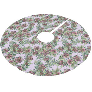 Viktorianische Violet-Hellebore-Blume Polyester Weihnachtsbaumdecke