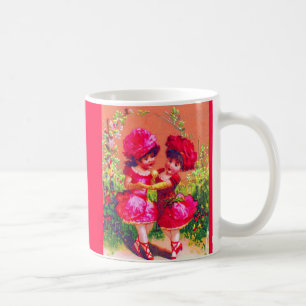 Viktorianische Visitenkarte kleine Tänzer in Rosa Kaffeetasse