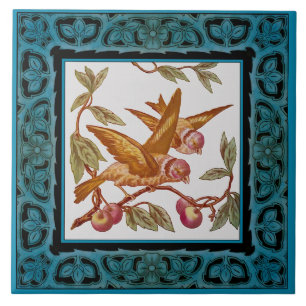 Viktorianische Vogelarten Handfarbene Transferware Fliese
