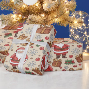Viktorianische Wasserfarbe Weihnachtsmann-Weihnach Geschenkpapier