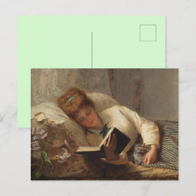 Viktorianische weibliche Lesekarte Postkarte (Vorne/Hinten)