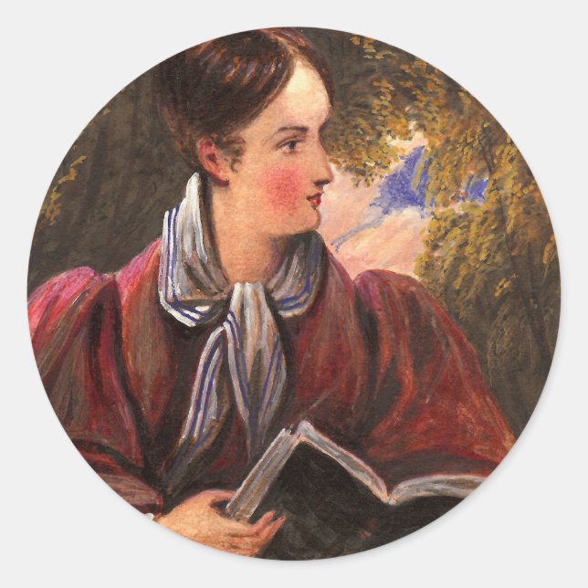 Viktorianische weibliche Leserin - Buchklub, Bibli Runder Aufkleber (Vorderseite)
