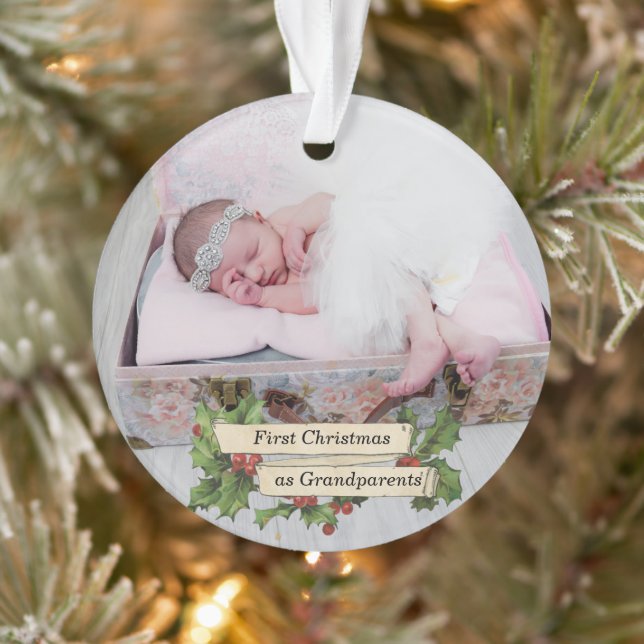 Viktorianische Weihnachten als Großeltern - Foto Ornament (Baum)