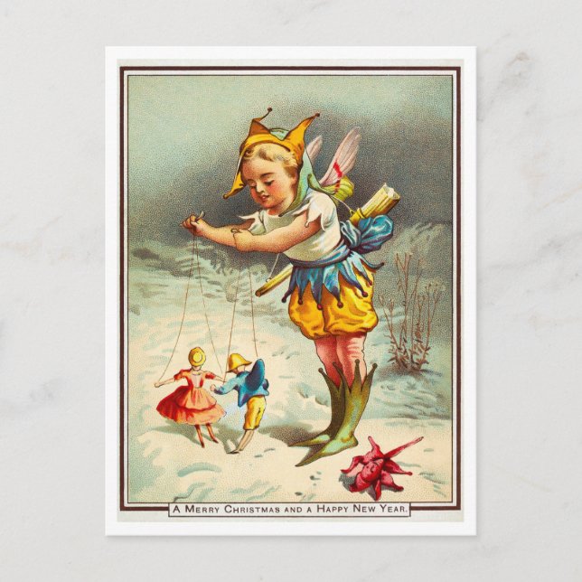 Viktorianische Weihnachten / Neujahrspelinsel Postkarte (Vorderseite)