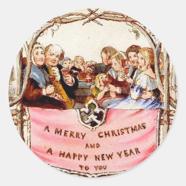 Viktorianische Weihnachten Runder Aufkleber (Vorderseite)