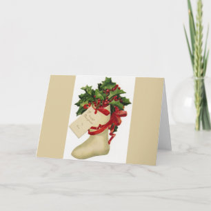 Viktorianische Weihnachts-Strumpf-Grußkarte Feiertagskarte