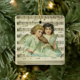 Viktorianische WeihnachtsAngeln Geige und Notenmus Keramikornament