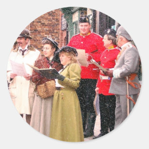 VIKTORIANISCHE WEIHNACHTScarol-SÄNGER Runder Aufkleber