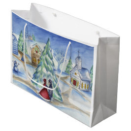 Viktorianische Weihnachtsdorf-Geschenktasche Große Geschenktüte