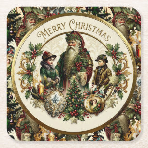 Viktorianische Weihnachtseleganz  Rechteckiger Pappuntersetzer