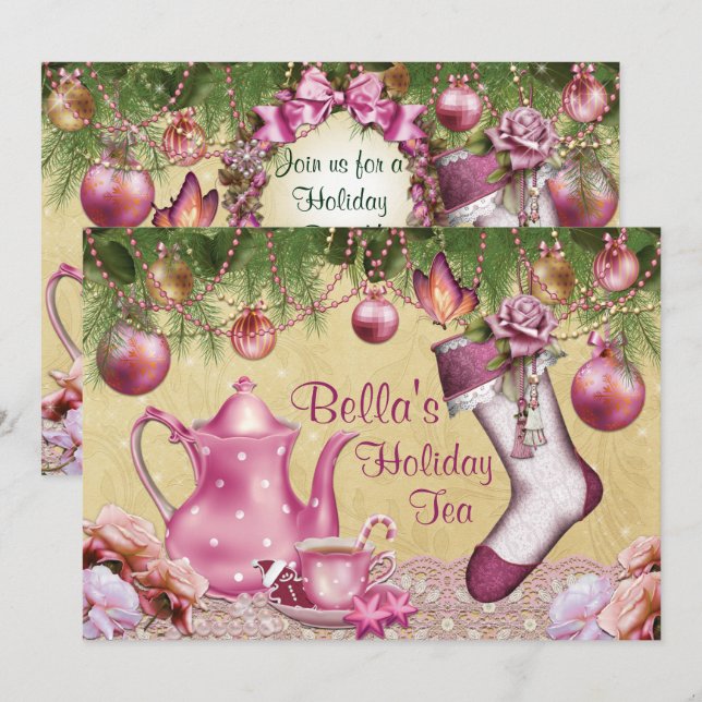 Viktorianische Weihnachtsfeier Einladung (Vorne/Hinten)