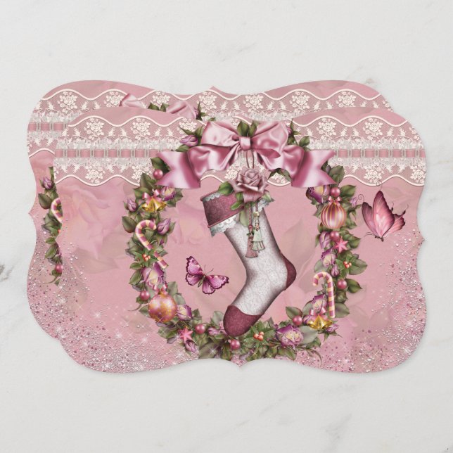 Viktorianische Weihnachtsfeier Einladung (Vorne/Hinten)