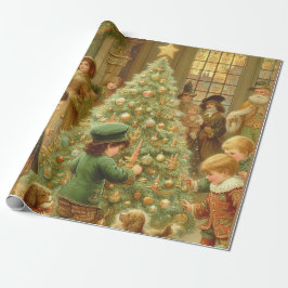 Viktorianische Weihnachtsfeiertage Zeit, um den Ba Geschenkpapier