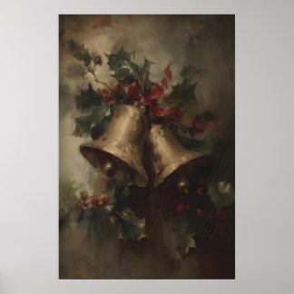 Viktorianische Weihnachtsglocken mit Stechpalme, G Poster