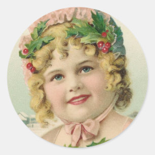Viktorianische Weihnachtsgrüße Runder Aufkleber