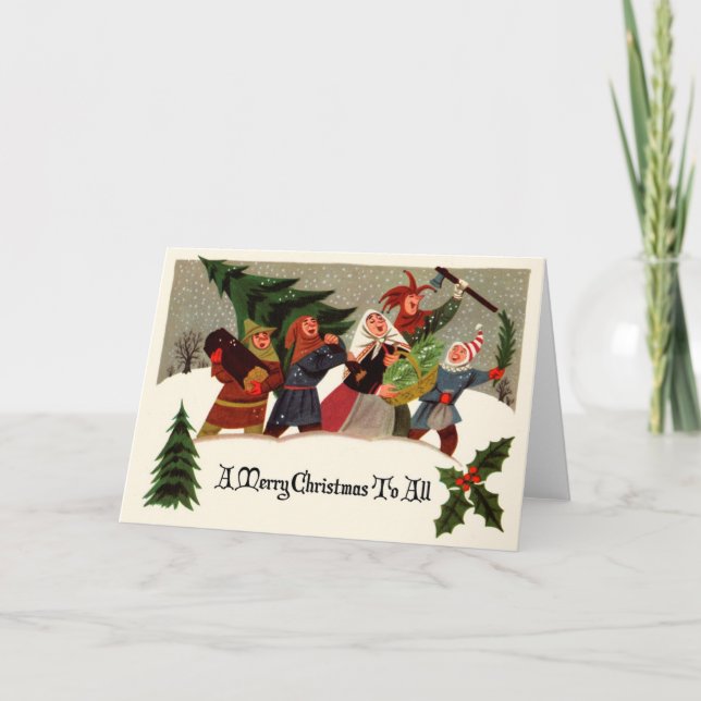 Viktorianische Weihnachtsgrüßkarte Feiertagskarte (Vorderseite)