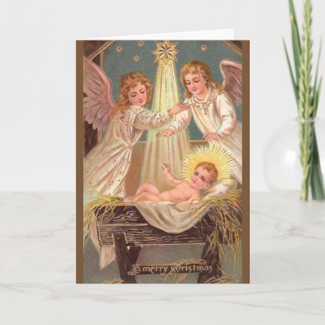 Viktorianische Weihnachtsgrußkarte Feiertagskarte (Vorderseite)