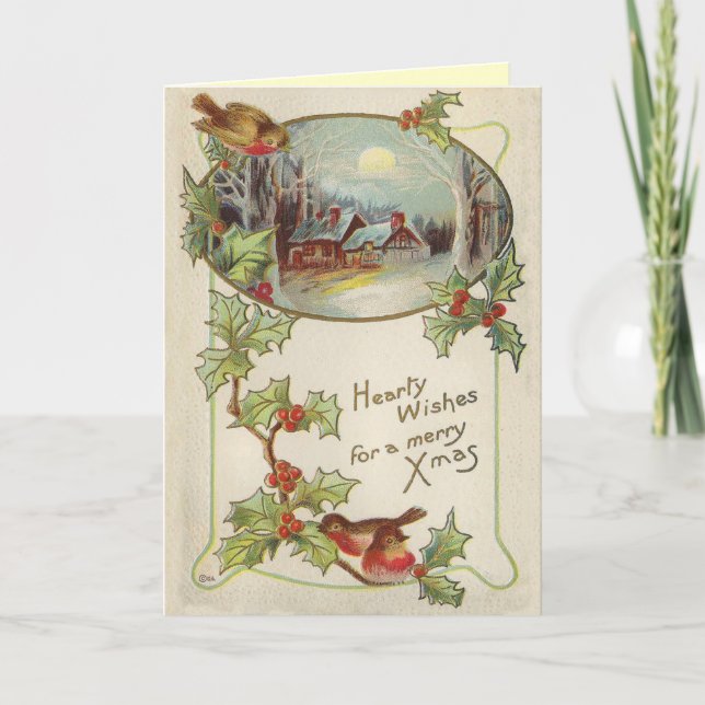 Viktorianische Weihnachtskarte Feiertagskarte (Vorderseite)