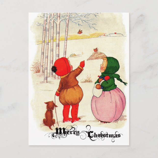Viktorianische Weihnachtskinder Postkarte (Vorderseite)