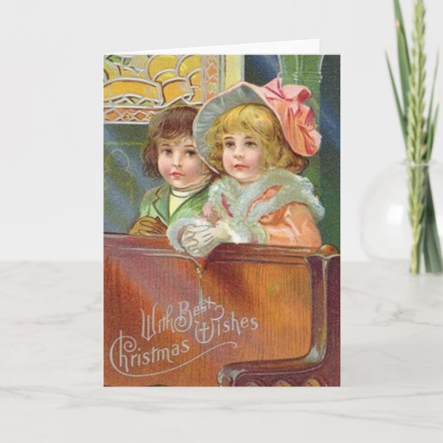 Viktorianische Weihnachtskirchenkarte Feiertagskarte (Vorderseite)