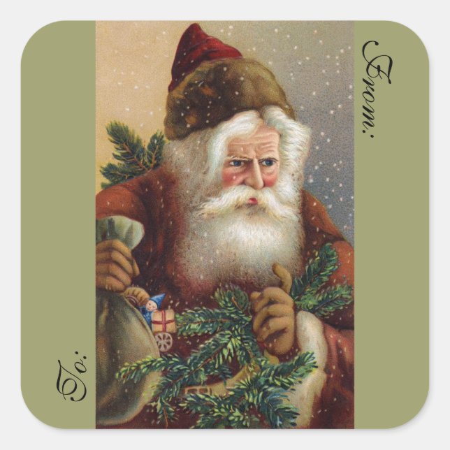 Viktorianische Weihnachtskleber Quadratischer Aufkleber (Vorderseite)
