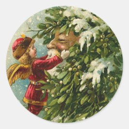 Viktorianische Weihnachtskleber Runder Aufkleber