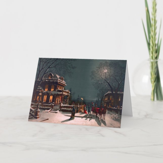 Viktorianische Weihnachtslandschaft Feiertagskarte (Vorderseite)
