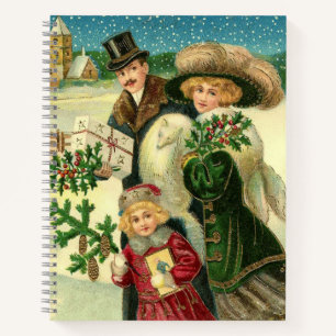 Viktorianische Weihnachtslandschaft im Schnee Notizbuch