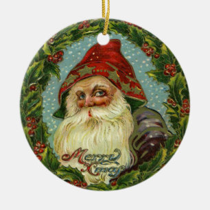 Viktorianische Weihnachtsmann-Verzierung Keramikornament