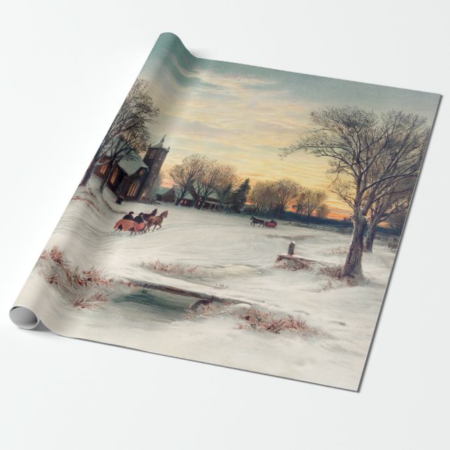 Viktorianische Weihnachtsnachtsnacht Geschenkpapier (Ungerollt)
