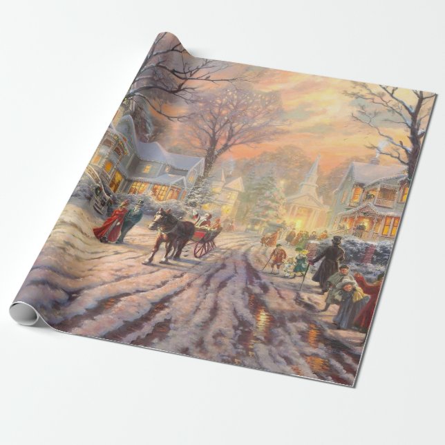 Viktorianische Weihnachtsnachtsnacht Geschenkpapier (Ungerollt)