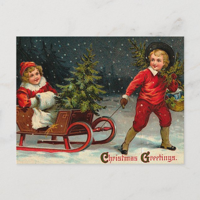 Viktorianische Weihnachtspostkarten Feiertagspostkarte (Vorderseite)