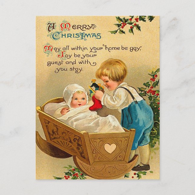 Viktorianische Weihnachtspostkarten Feiertagspostkarte (Vorderseite)