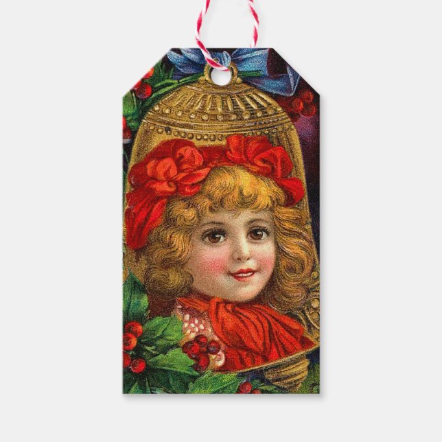 Viktorianische WeihnachtsstiftTags Geschenkanhänger (Vorderseite)
