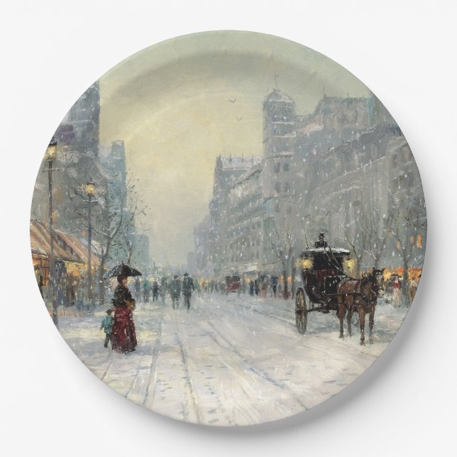 Viktorianische Weihnachtsstraße Pappteller (Vorderseite)